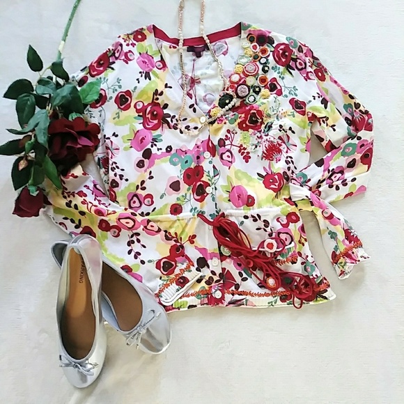 SALE! NEW Kenzo Sz L Poppy Floral Cardigan Sweater - Picture 2 of 8